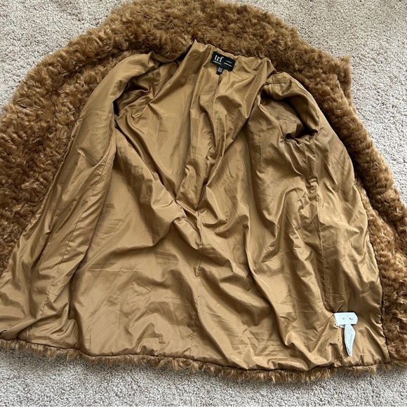 Zara TRF Collection Brown Teddy Fluffy Faux Fur Black Button Down Coat Size XS - Picture 4 of 9